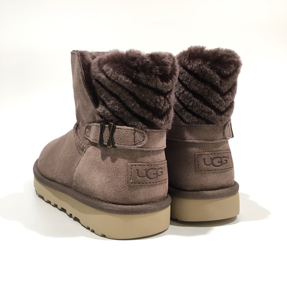UGG ADRIA CLASSIC MINI BOOTS -STORMY GRAY SUEDE / SHEEPSKIN -WOMEN’S US 6 -NEW - Picture 2 of 8